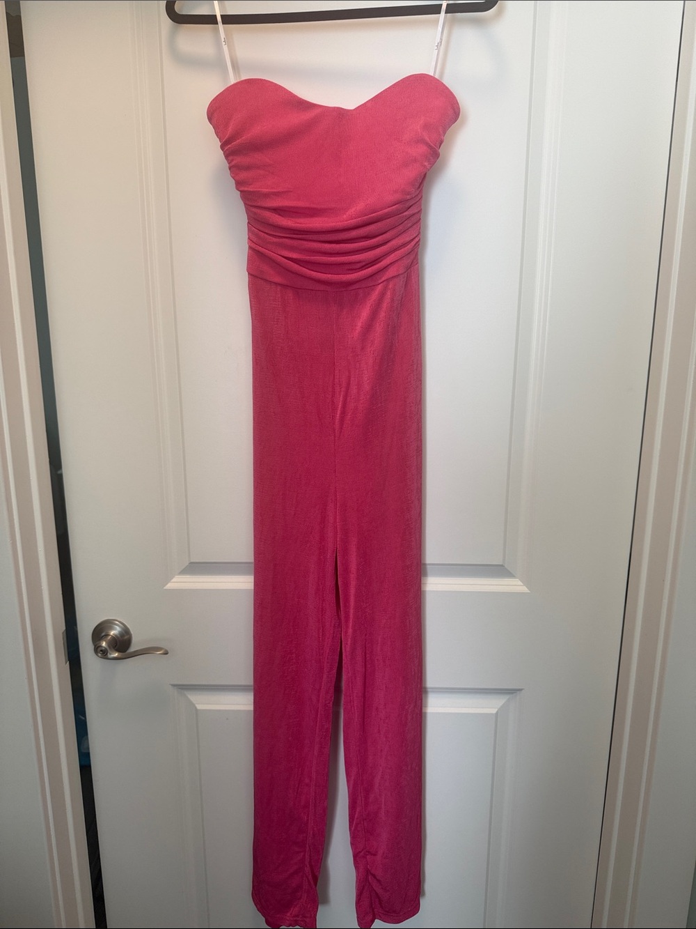 Lulu's Strapless Sweetheart Fuchsia Jumpsuit